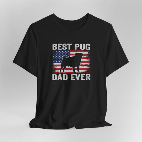 Pug Dad T- Shirt - Pug Shirt for Men - American Flag Pug Tee